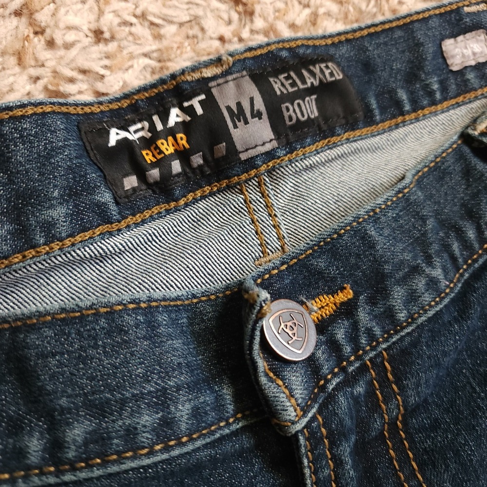 Ariat Rebar M4 Relaxed Boot Jeans Mens 36x30 Blue Workwear Denim